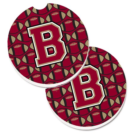 Carolines Treasures Letter B Football Garnet and Gold Set of 2 Cup Holder Car Coaster CJ1078-BCARC